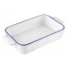 Vas termorezistent din ceramica dreptunghilar pentru cuptor, 33 cm, capacitate 2.2 litri, alb cu margine rosie, Yucca Florina