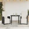 Gossi set bistro cu perne, 3 piese, negru, poliratan
