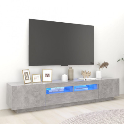vidaXL Comodă TV cu lumini LED, gri beton, 200x35x40 cm foto
