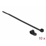 Set 10 bride L 200 x W 3.6 mm + 10 cleme montare 6.4 mm Negru, Delock 18864