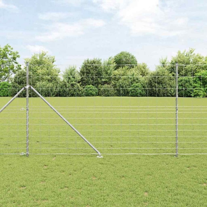 Gard pentru c&acirc;mp Argintiu 50 x 1.5 m Oțel galvanizat