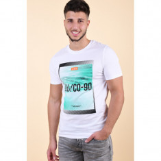 Tricou Jack&amp;amp;Jones Friday-Disc Crew Alb foto