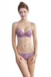 K611-112 Set sutien si chilot din dantela lila accesorizati cu mici volanase