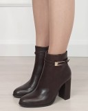 Botine maro elegante cu toc gros 6337 114, 36 - 41