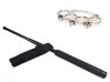 Set Autoaparare: Baston Telescopic Police 49cm, Box Craniu Argintiu, Otel, Husa Curea