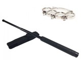 Cumpara ieftin Set Autoaparare: Baston Telescopic Police 49cm, Box Craniu Argintiu, Otel, Husa Curea