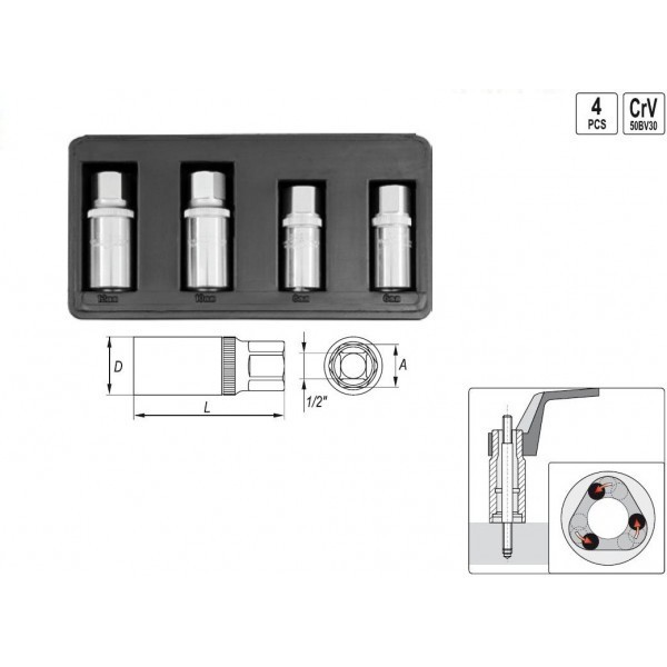 Set de dispozitive pentru demontat suruburi rupte Yato