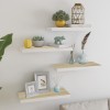 Set 4 Rafturi Perete Suspendate Gossi, 60x23.5x3.8cm, MDF, Alb/Stejar, Montare Usoara, Design Modern