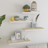 vidaXL Rafturi perete suspendate 4 buc. alb/stejar 60x23,5x3,8 cm MDF