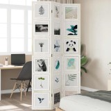 vidaXL Paravan cameră 3 panouri, alb, lemn masiv paulownia 358688