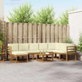 vidaXL Set de canapele de exterior cu pernă 9 pcs Natural și Crem 3366833