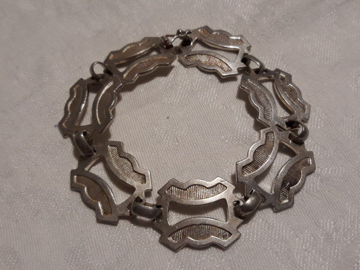 BRATARA argint FRANTA art deco MASIVA 1920 manopera EXCEPTIONALA traforata UNICA