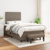 Cumpara ieftin Pat box spring cu saltea, gri taupe, 120x200 cm, textil