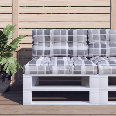 vidaXL Pernă pentru canapea din paleți, gri, 70x40x12 cm model carouri foto