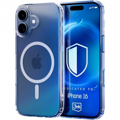 Husa MagSafe pentru Apple iPhone 16 Plus, 3MK, MagCase, Transparenta foto