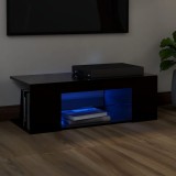 VidaXL Comodă TV cu lumini LED, negru, 90x39x30 cm