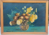 V. Postolachi Tablou Vas cu Flori Trandafiri pictura ulei pe p&acirc;nză inramat 50x68, Natura statica, Realism
