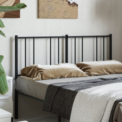vidaXL Tăblie de pat metalică, negru, 140 cm foto