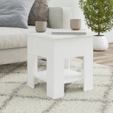Masuta cafea vidaXL, alb extralucios, 40x40x42 cm, lemn compozit, moderna, living, depozitare