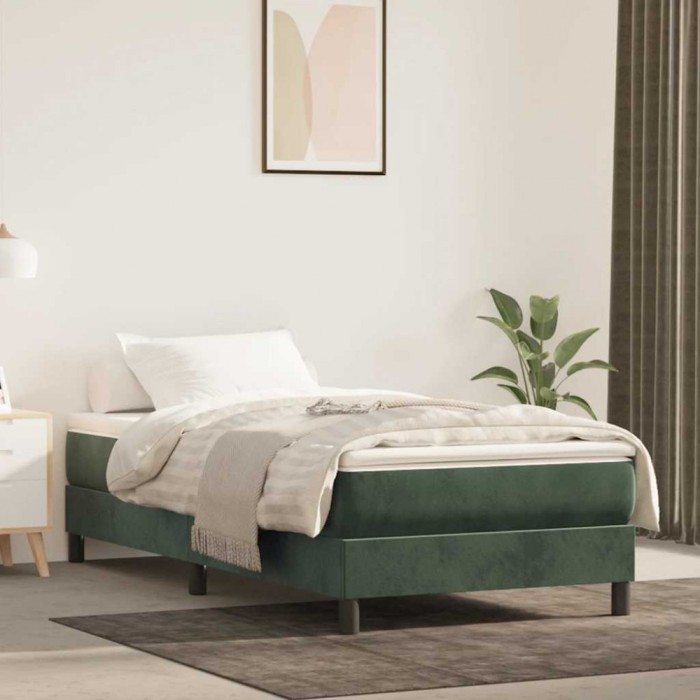 vidaXL Saltea cu arcuri buzunar copii, verde &icirc;nchis 80x160 cm catifea 4016549