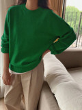 Cumpara ieftin Pulover din tricot, cu maneca lunga, verde, dama, Shein