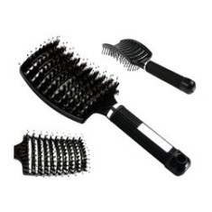 Perie de păr, plastic/nailon, neagră, 25 cm
