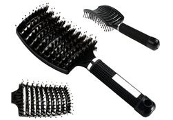 Perie de păr, plastic/nailon, neagră, 25 cm