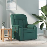 VidaXL Fotoliu de masaj rabatabil, verde &icirc;nchis, material textil