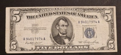 America 5 Dolari 1953 seria A94017974A Silver foto