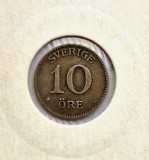Suedia 10 Ore 1916 moneda argint km # 780 AG. 400 Gustaf V