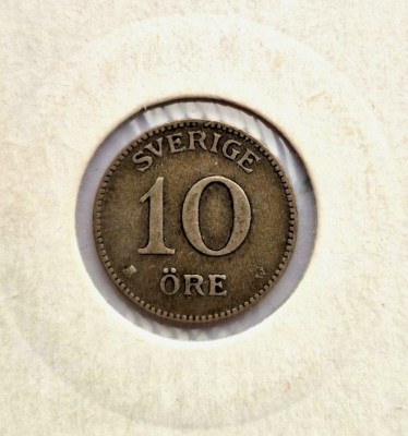 Suedia 10 Ore 1916 moneda argint km # 780 AG. 400 Gustaf V foto