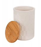 Recipient depozitare cu capac, Wenko, Maya, 0.9 L, 11 x 16 x 11 cm, ceramica/bambus