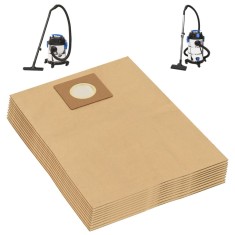 vidaXL Saci de aspirator din h&acirc;rtie, umed-uscat, 10 buc., maro