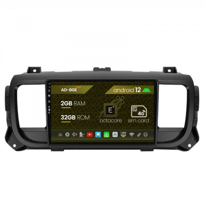 Navigatie Toyota Proace (2016+), Android 12, E-Octacore 2GB RAM + 32GB ROM, 9 Inch - AD-BGE9002+AD-BGRKIT065V2