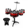 Set Tobe Muzical Copii, 6 Bucăți, Roșu-Negru, Scaun, Bete+Cimbal - Instrument Percuție, Dezvoltare Muzicală, 3+ ani