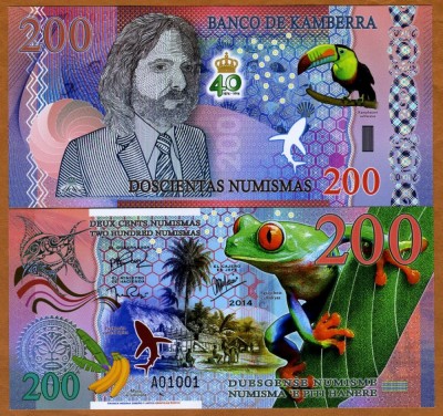 RARR : KAMBERRA - FANTASY NOTE - 200 NUMISMAS 2014 , COMM - UNC / POLIMER foto