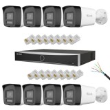Sistem supraveghere IP 8 camere 4k 8MP,Hikvision Hilook pentru locuinta,curtea sau spatiul comercial,Dual light 30m,Microfon si difuzor,Alarma,NVR,Acc