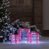 vidaXL Decorație cutie de cadou 3 pcs Alb rece 20 x 20 x 21 cm Acril 42019085