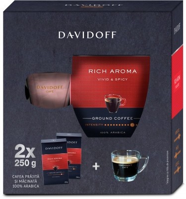 Davidoff Cafe Rich Aroma cafea macinata 2x250g + ceasca espresso 85 ml foto