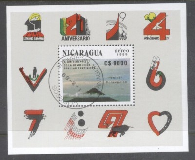 Nicaragua 1989 Volcano conception perf. sheet Mi.B188 used TA.100 foto