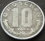 Moneda istorica 10 GROSCHEN - AUSTRIA, anul 1948 *cod 2314 A, Europa, Zinc