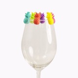 Set 6 Accesorii pentru Pahare, pentru Petreceri/Cocktailuri, din Silicon, Model Ananas, Multicolor