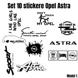 Cumpara ieftin Set 10 Stickere Auto Opel Astra , Logo si Design Personalizat, Rezistente la Apa