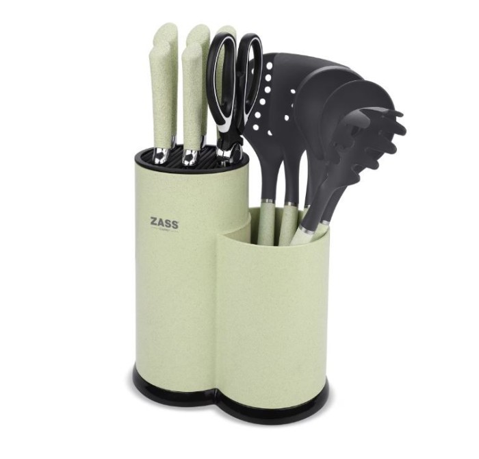 Set de cutite si Ustensile de bucatarie cu suport Zass Gourmet ZG-KS 01 - NOU