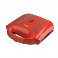 Sandwich maker Rosberg, 750 W, 2 sandwich-uri, placi antiaderente tip grill, protectie supraincalzire, Rosu