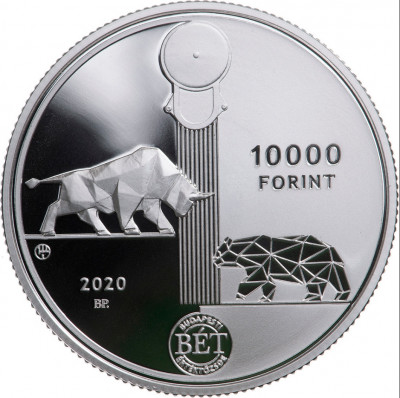 Ungaria 10 000 Forint 2020 Bursa de Valori Budapesta BU Argint foto