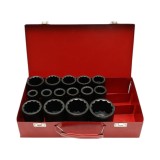 Trusa chei tubulare de impact lungi bihexagonale 17-50mm, patrat 3/4 inch Cr-Mo 15 piese Breckner Germany