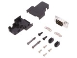 D-Sub 9-PIN Mufă Tată Lipire Neagră Kit Complet