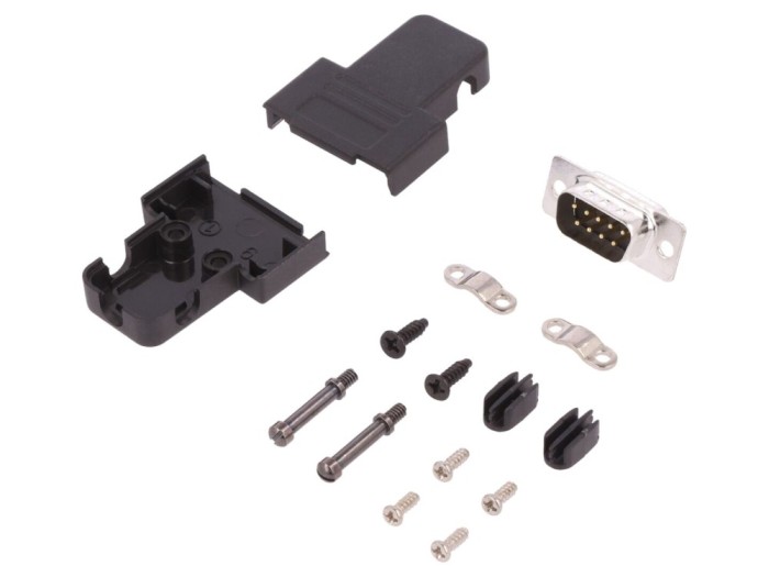 Conector D-Sub 9 pini tată, negru