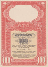 Asignat Polonia 100 Zloty 1939 UNC (Seria A) foto